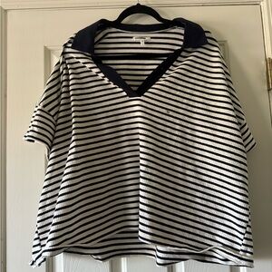 Maurices Black and White Striped Short Sleeve Top